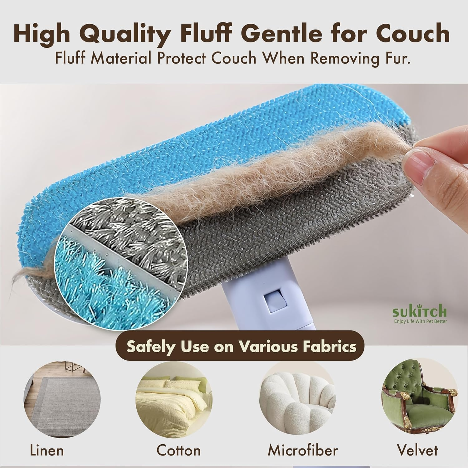 Walquicks Reusable Pet Hair Remover for Dogs & Cats - Washable Lint Cleaner Brush for Furniture, Couch, Carpet, Car Seat, Clothing, Bedding - Eco-Friendly Pet Hair Roller