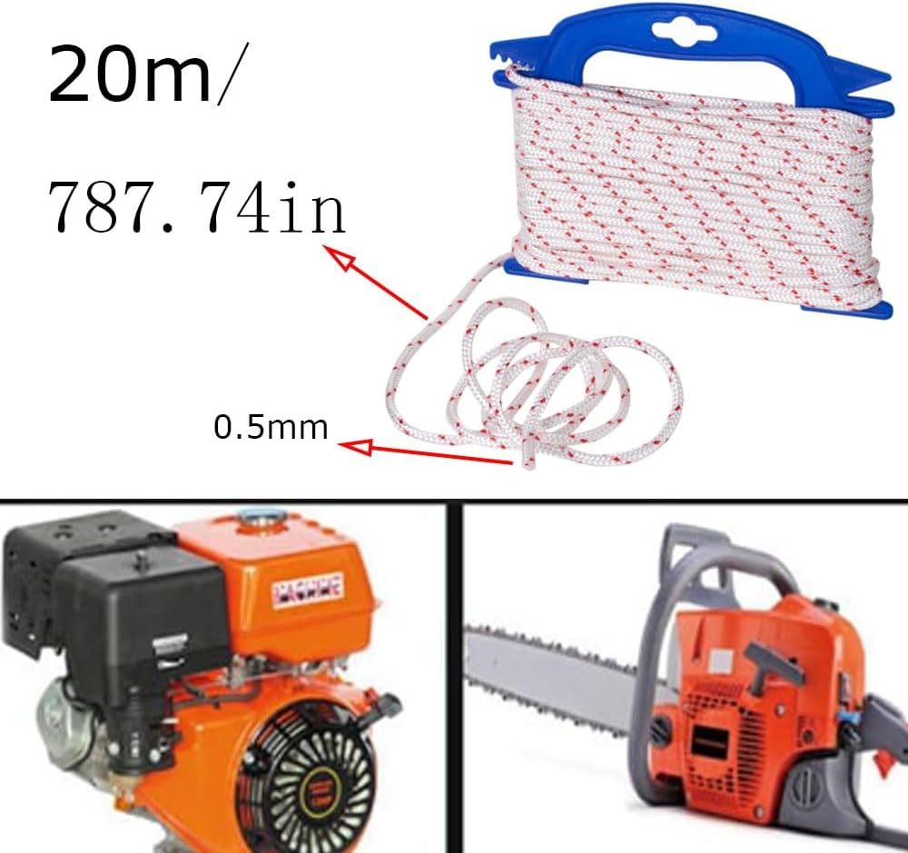 Recoil Starter Rope5.0 Mm Diameter 20 Meter Pull Cord for Lawn Mower Trimmer Edger Brush Cutter Engine Parts image number 3