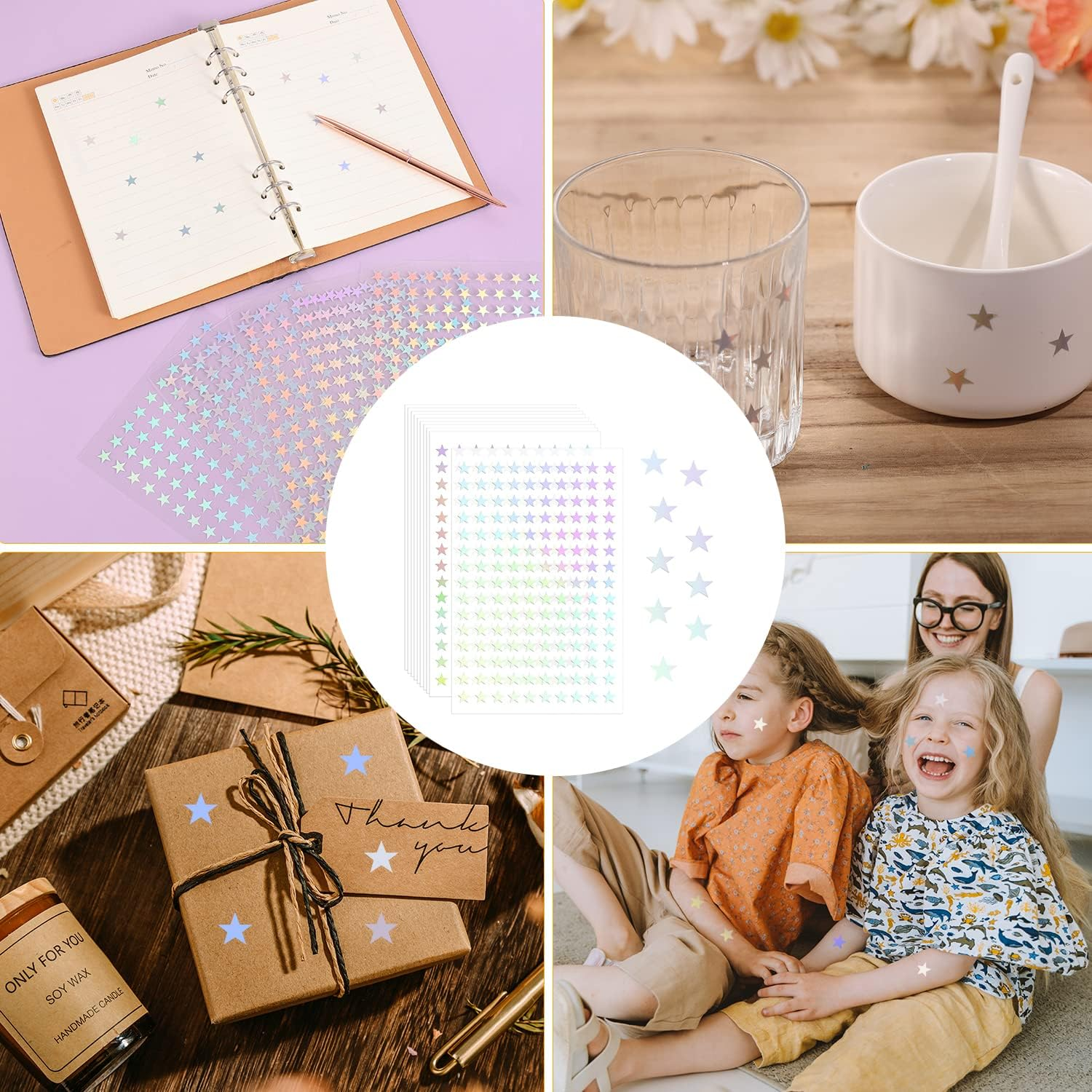 1500Pcs Holographic Self-Adhesive Star Sticker for Crafts - Laser Five-Pointed Mini Foil Stars for Kids Reward at School Classroom (Laser Silver) image number 5