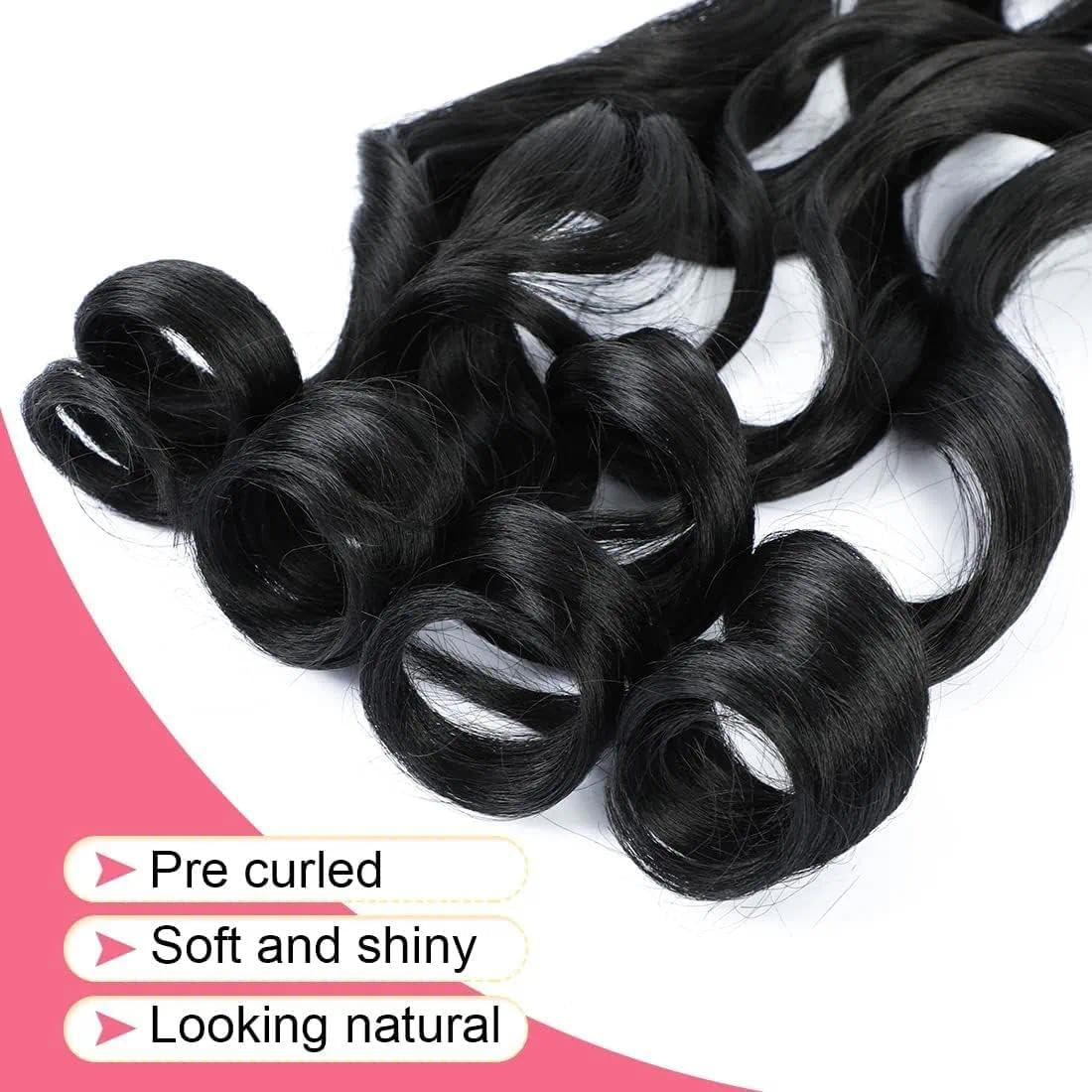 French Curl Braiding Hair 24 Inch Pre-Stretched 6 Packs Lightweight Black Curly Braiding Hair for Styling and Braiding, Easy to Install, Perfect for Box Braids & Locs（Black) &ndash; Ruibex image number 1