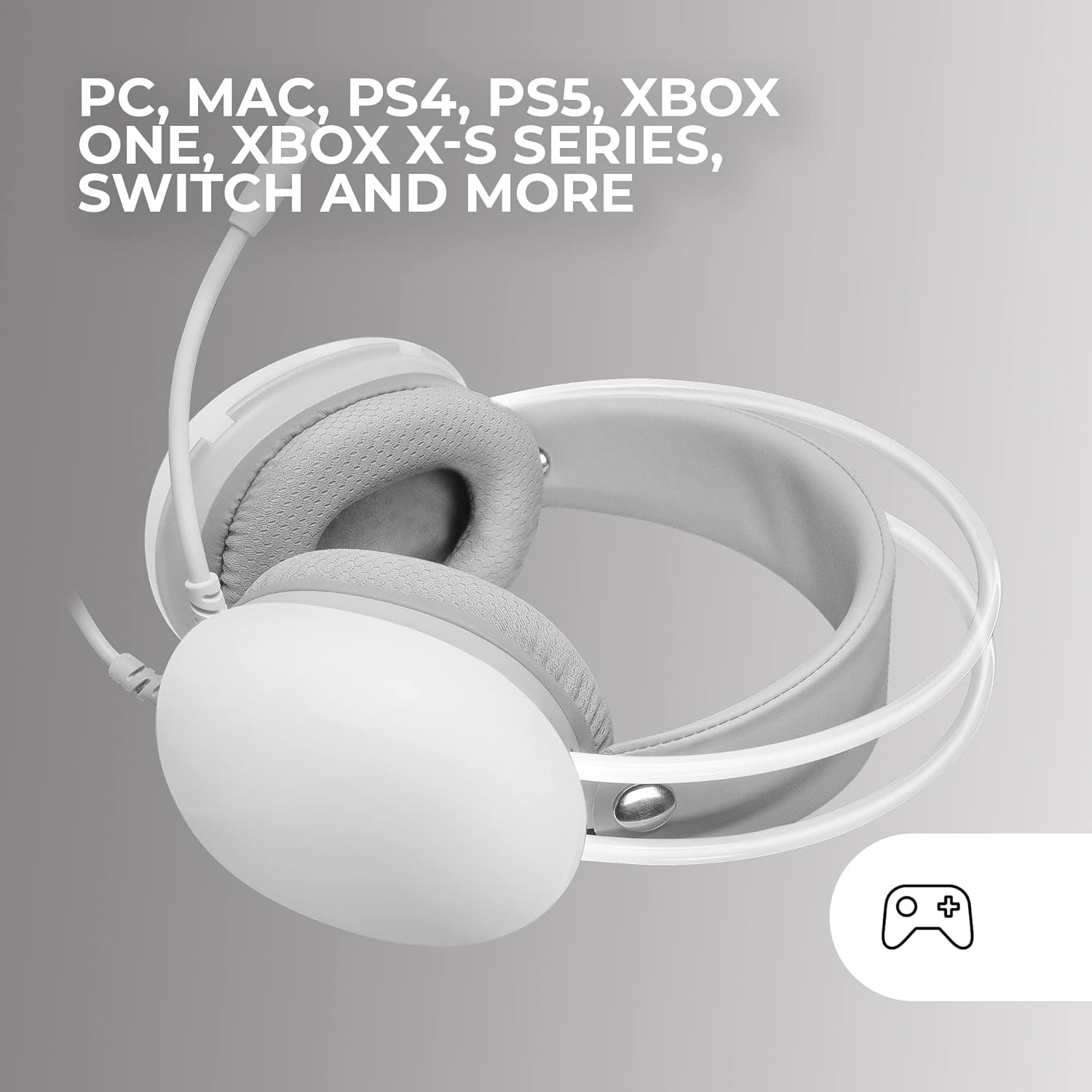 MARSGAMING Mars Gaming Mh-Glow White, 360&deg; Full Chroma RGB Flow Headphones, Microphone Noise Cancellation, Ultralight Design, Memporary Foam Ear Pads, Universal Compatibility image number 2