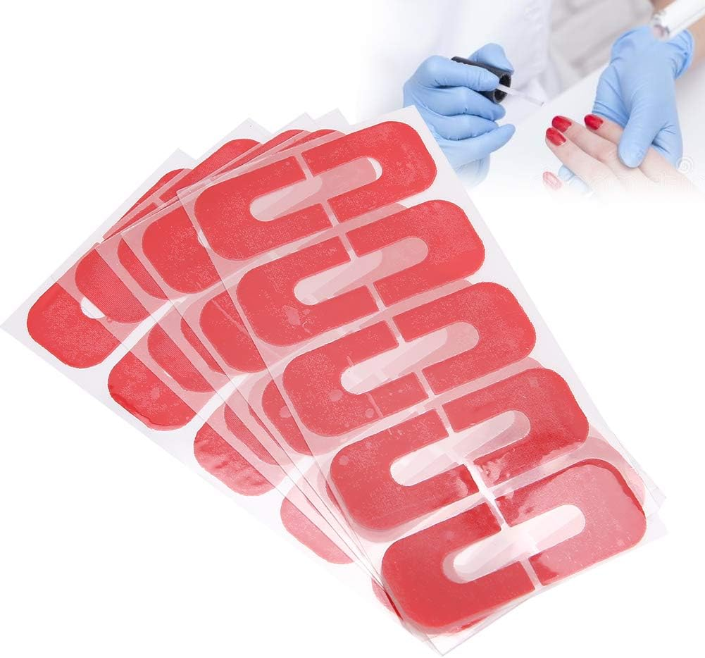 Riuulity Peel off Nail Tapes, Nail Art Skin Barrier Sticker Nail Polish Protector Cover, Prevent Nail Polish Overflow with Waterspout, 50PCS Peel off Tapes Nail Sticker for Home