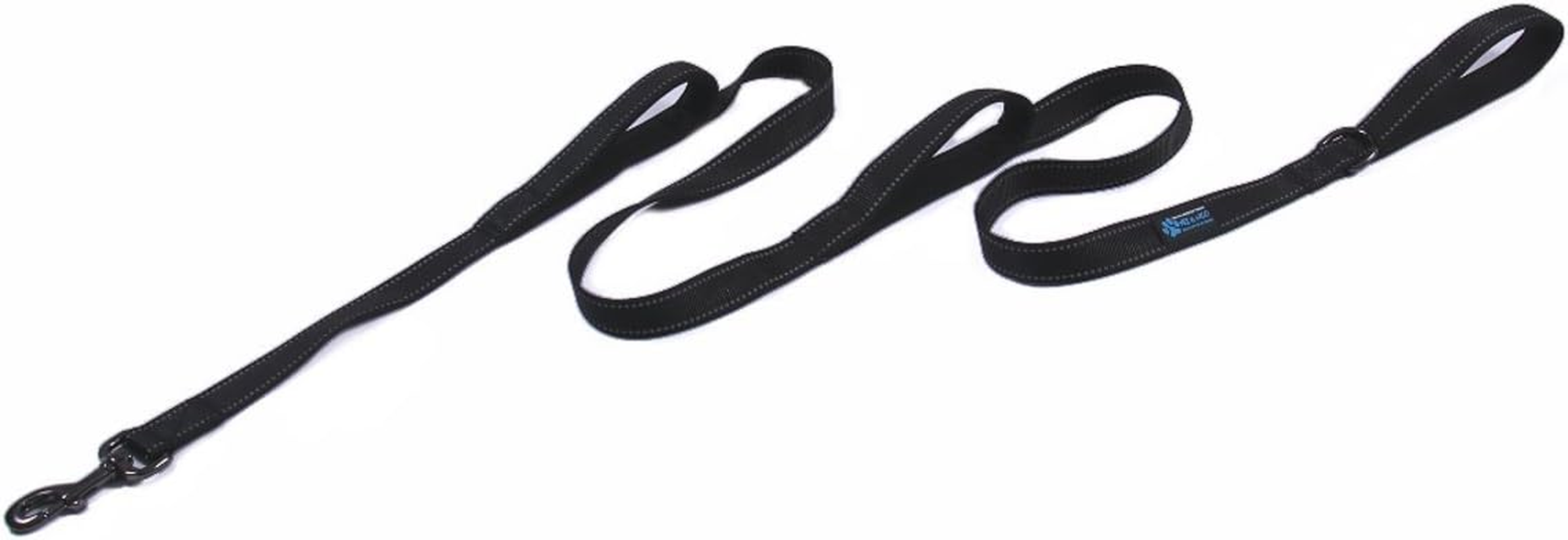 Max and Neo Triple Handle Traffic Dog Leash Reflective - We Donate a Leash to a Dog Rescue for Every Leash Sold (Black)