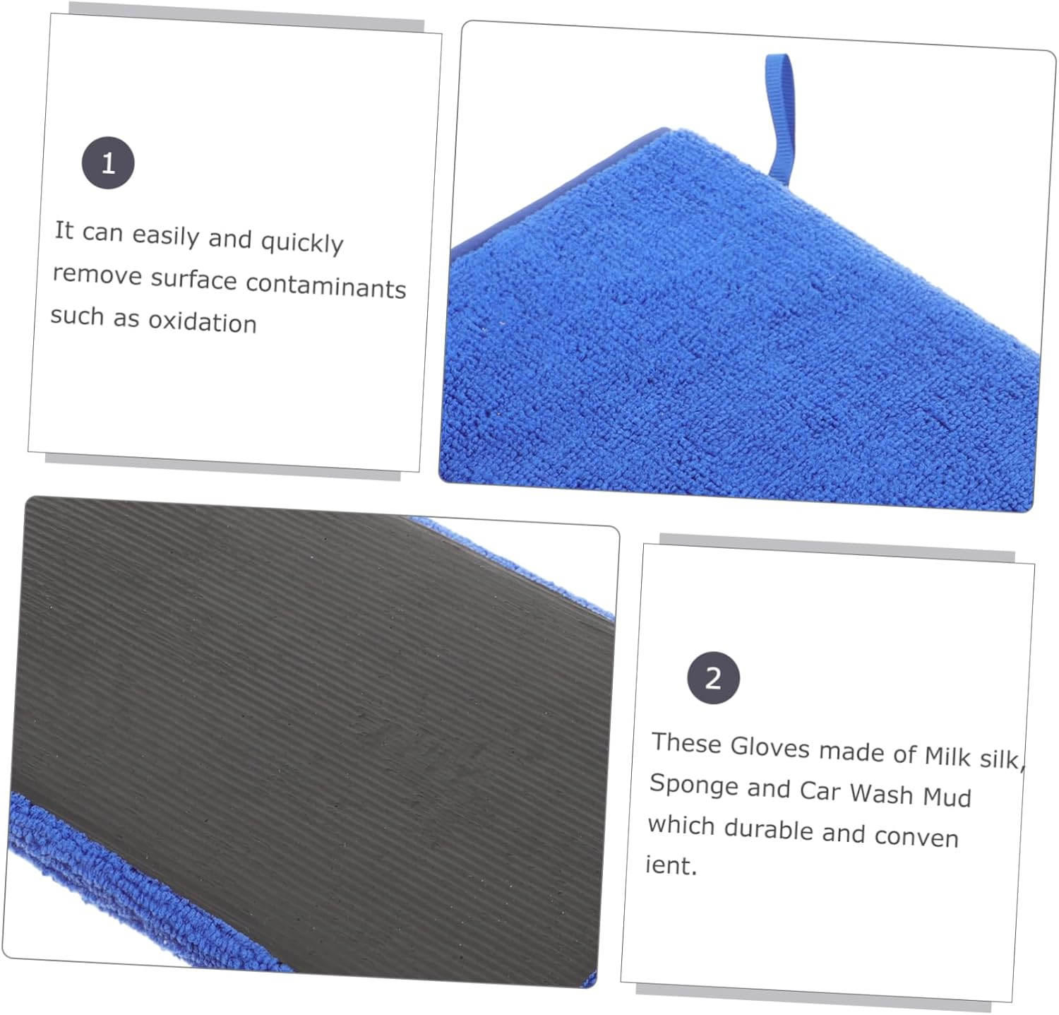 Cabilock Car Washing Gloves and Clay Mitt Blue, Sludge Removal Clay Towel for Automotive Detailing and Polishing, Suitable for Car Care and Cleaning image number 2
