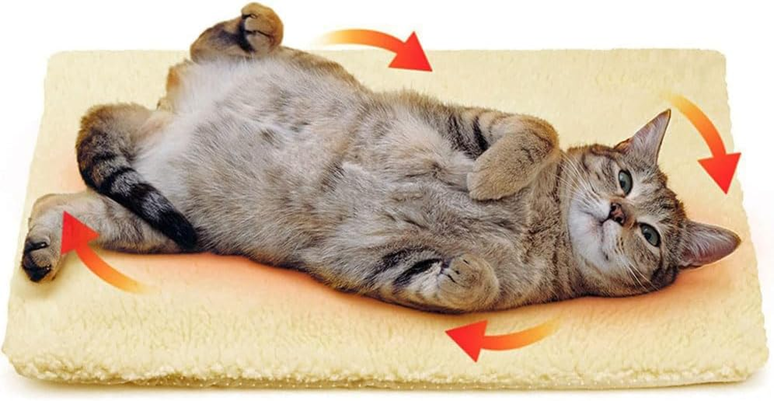 Self-Heating Cat Blanket, Self-Heating Blanket for Cats and Dogs, Electric Blanket Cat, Self-Warming Cat Blanket 60 X 45 Cm, Heat Blanket for Cats and Dogs, Washable (Beige Colour) image number 4