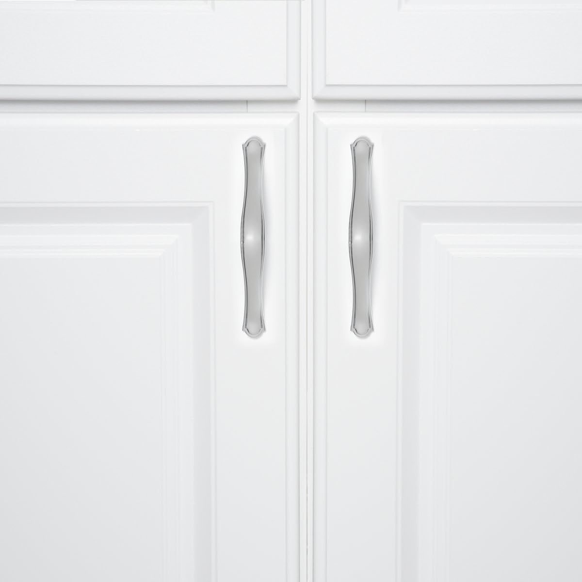 Amazon Basics Traditional Craftsman Cabinet Handle, 13.03Cm Length (7.6Cm Hole Center), Polished Chrome, 10-Pack - Antque Silver image number 2