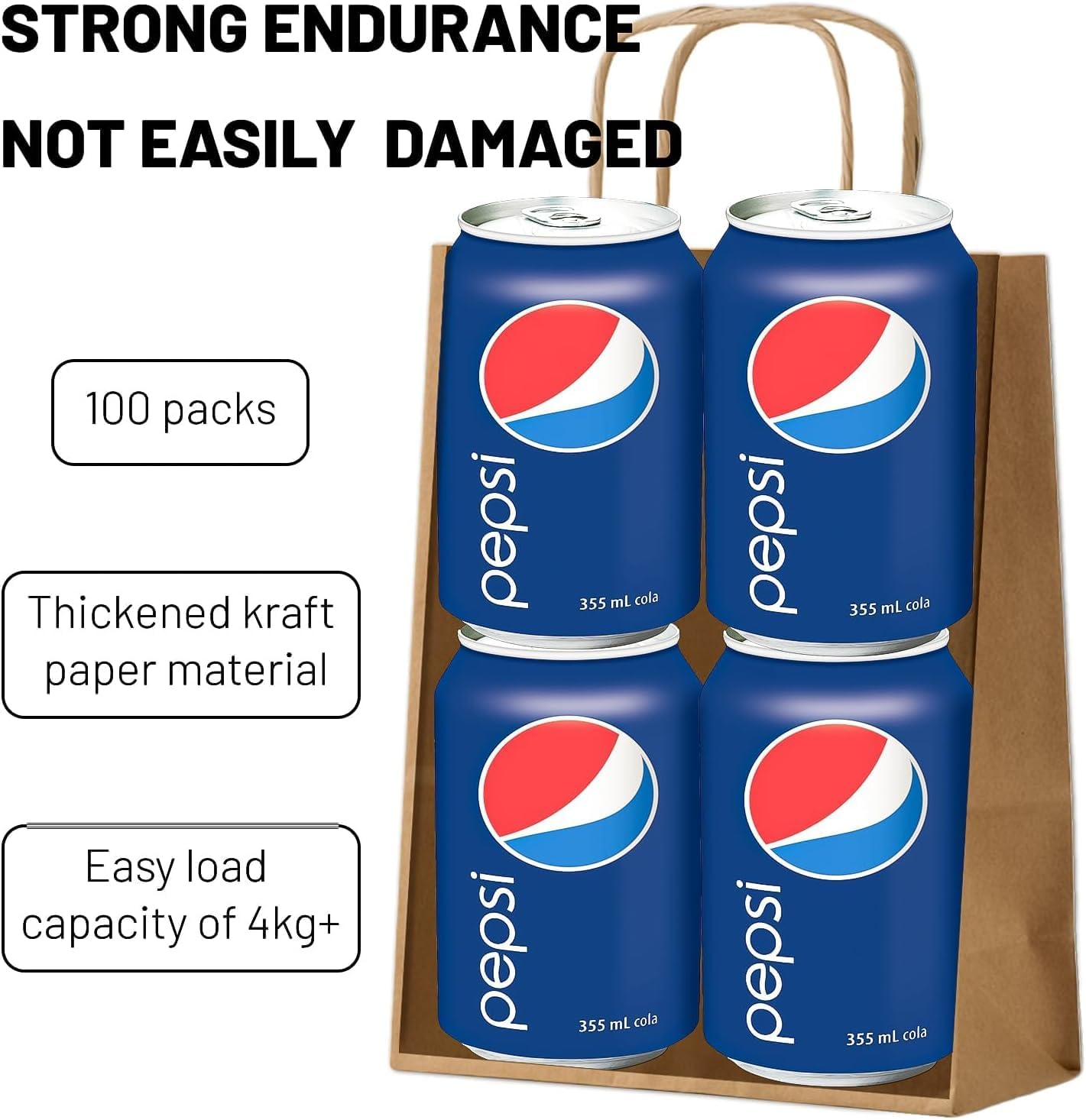 100Pcs Brown Kraft Paper Bag with Handles, 15 * 8 * 21Cm Gift Bag for Small Business Christmas Bulk, Wedding, Party Favor, Shopping, Lunch, Halloween Trick-Or-Treat Bags - Red image number 2