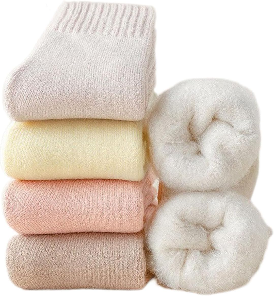 OLBUPS 3 Pairs of Wool Socks, Women'S Winter Fleece Socks, Thickened Warm Tube Autumn and Winter Super Thick Stockings