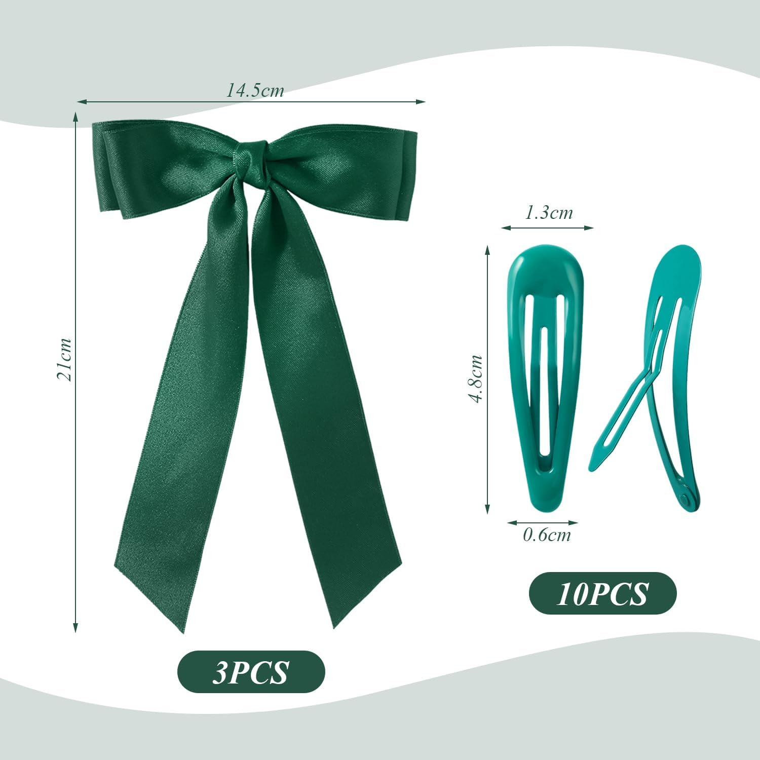 3 Bow Hair Clips, 10 Hair Clips, Personality Green Duck Bill Clips, Women Fashion Hair Accessories, Decorations for Clothing, Hairstyle. image number 4