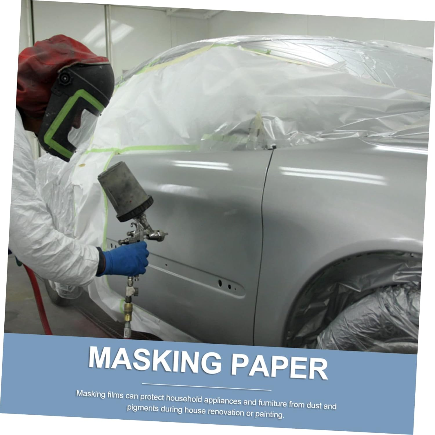 WOONEKY 3 Rolls Auto Masking Paper 20 Meters Each Multipurpose Masking Film for Car Painting and Furniture Renovation 55Cm 110Cm 150Cm Width for Automotive and Painting Use image number 4