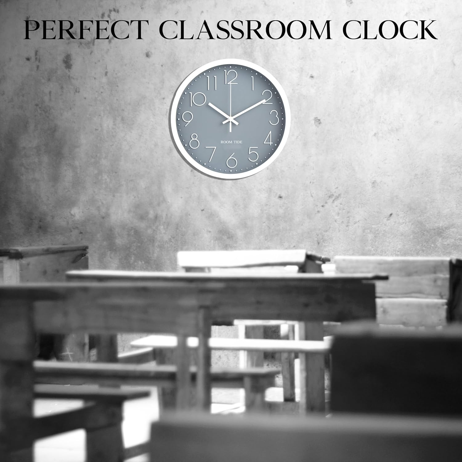 Room Tide Silent Wall Clock 12 Inch Quartz Classic Design Easy to Read Large Wall Clocks for Living Room Decor Bedroom Decor Home Kitchen Home Office School Room Clock (Grey) 30Cm image number 1
