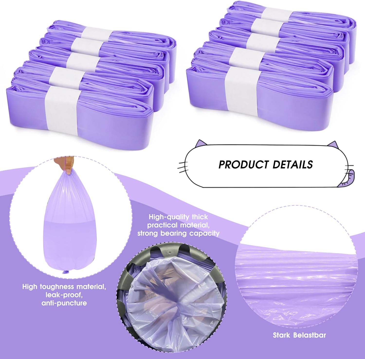 10 Refill Bags for Cat Litter, Cat Litter Tray Bags, Litter Box Bags for Pets, Compatible with Genie Litter Refill Container image number 1