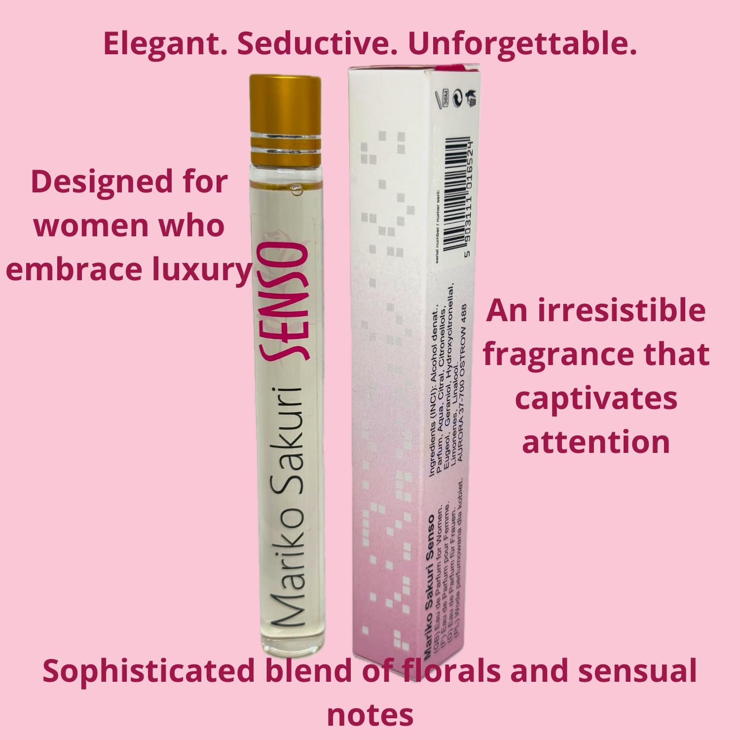 Mariko Sakuri SENSO Roll-On Perfume for Women 15Ml &ndash; Sexy Japanese Fragrance with Peony, Rose, Amber & Musk &ndash; Elegant, Floral & Seductive Scent Designed to Attract Male Attention Naturally image number 4