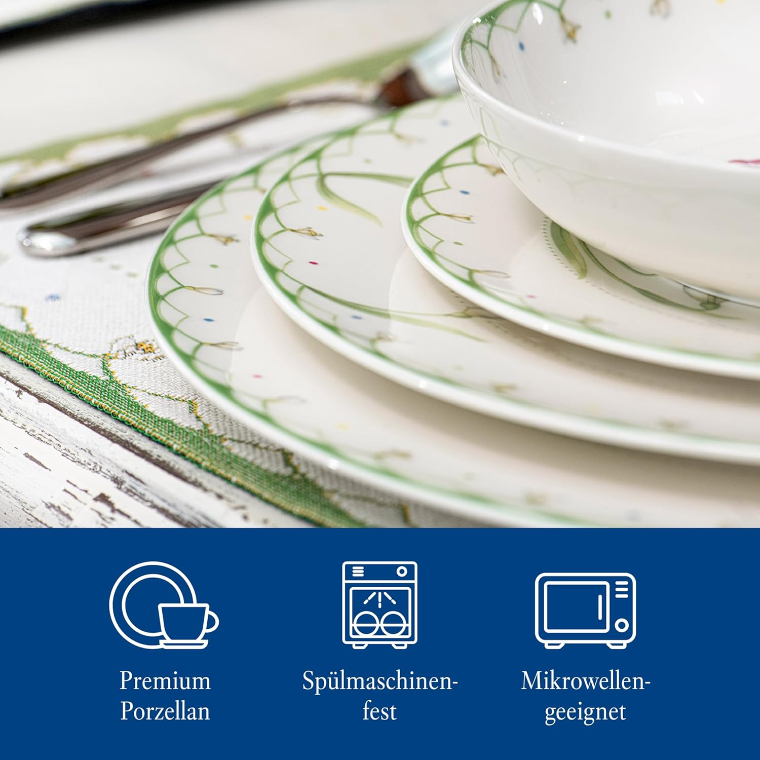 Villeroy & Boch Colourful Spring Dinner Plate (27 Cm), Premium Porcelain, White/Coloured image number 1