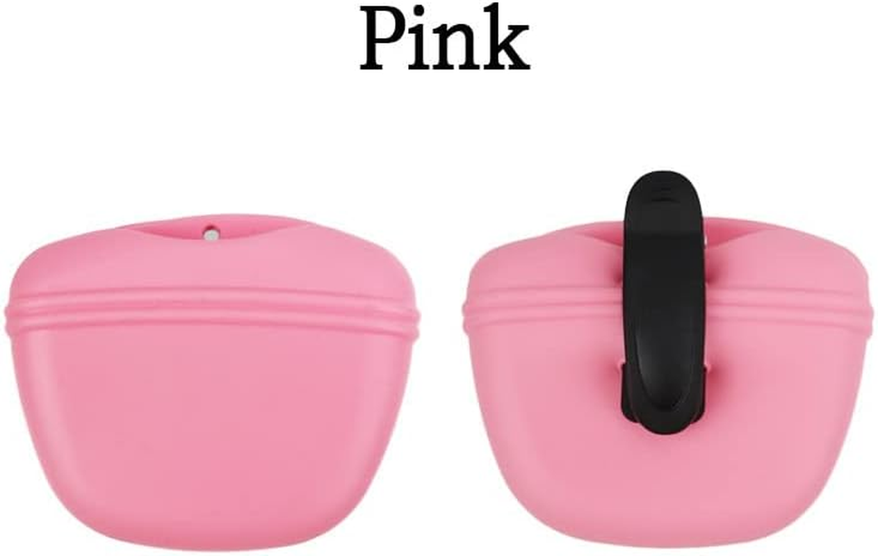 Silicone Dog Treat Training Pouch - Clip on Portable Training Container &ndash; Convenient Magnetic Buckle Closing and Waist Clip (Pink) image number 1