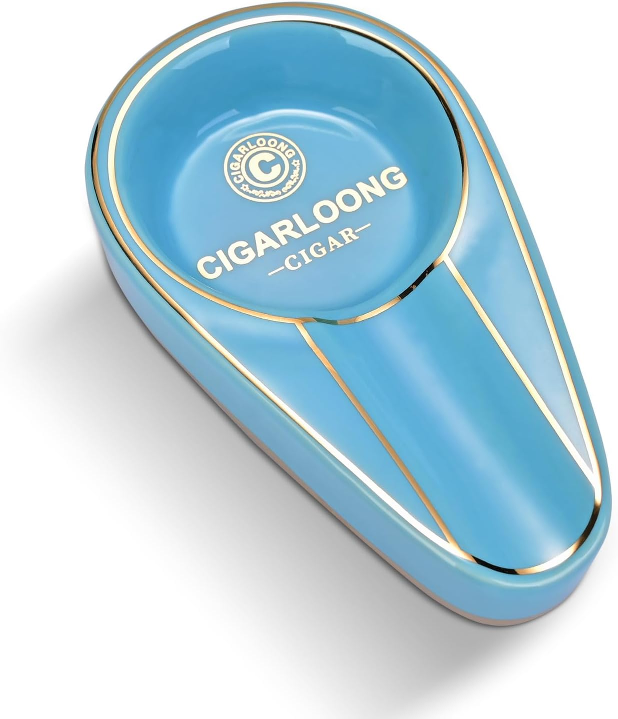 Cigar Ashtray Ceramics Single Slot Portable Travel Pocket Ashtray for Men,Dark Blue