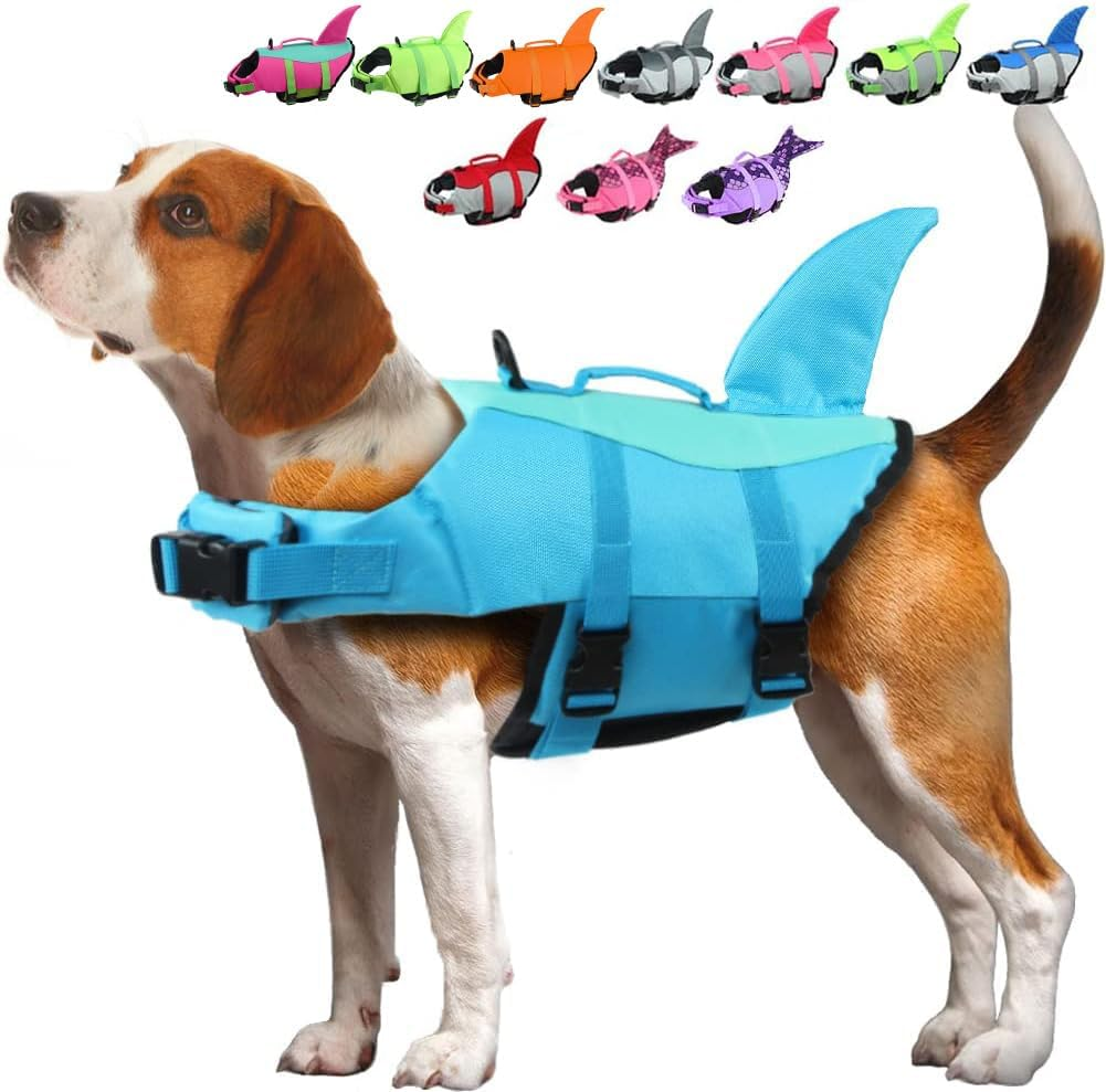 EMUST Mermaid Life Jackets for Dogs, Adjustable Small/Medium/Large Dog Life Vest for Water Safety Pet Life Vest with Rescue Handle Safety Vest for Swimming Pool Beach Boating, L