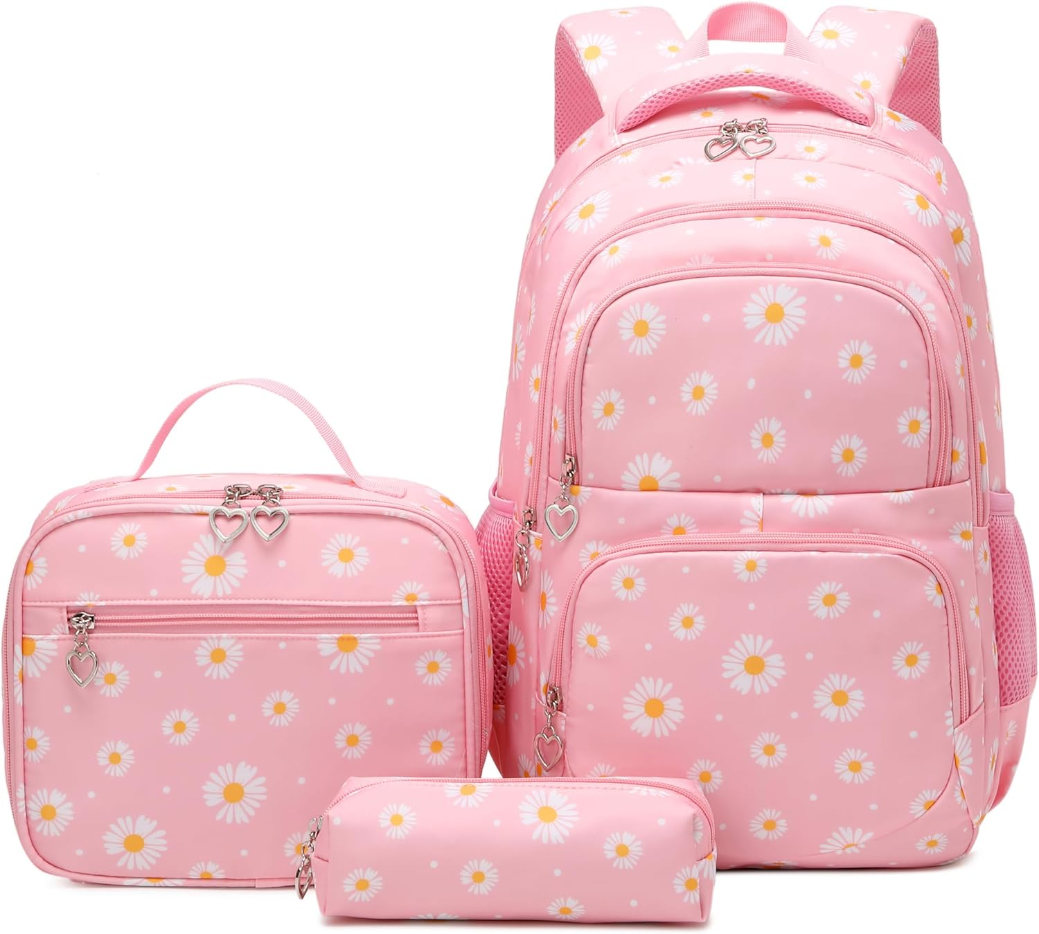 Coolwife School Backpack Set Lunch Bag Pencil Case 3 Pieces Teens Girls Cute Primary Junior Middle Students Daypacks, Tie-Dye Stars Pink, One Size, Casual Student