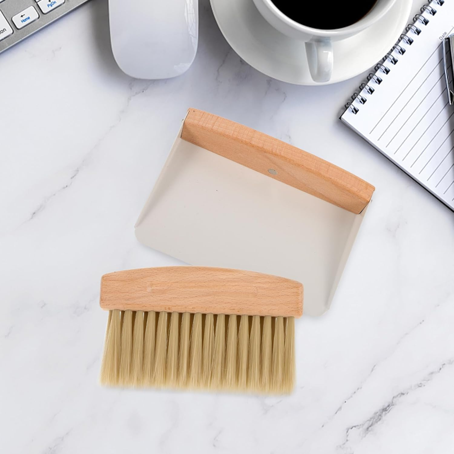 2Pcs Mini Dustpan and Brush, Wood Hand Broom Dustpan Set for Table Desk Countertop Dog or Pets Nest Cage Cleaning image number 5