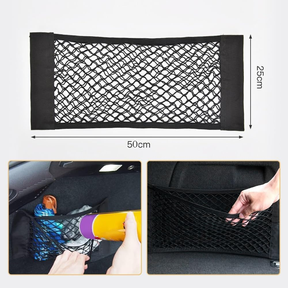 2Pcs Car Stretchable Storage,Universal Mesh Cargo Net Wall Sticker Organizer Pouch Bag Storage Mesh Net for Car Trunk (50CM) image number 4