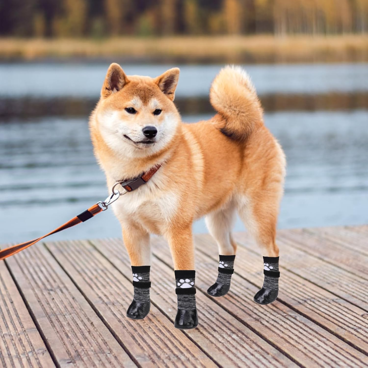 KOOLTAIL Non Slip Dog Socks to Prevent Licking Paws for Hardwood Floors, Dog Boots Shoes for Hot/Cold Pavement with Grippers Traction Control, Waterproof Paw Protector for Small Medium Large S image number 5