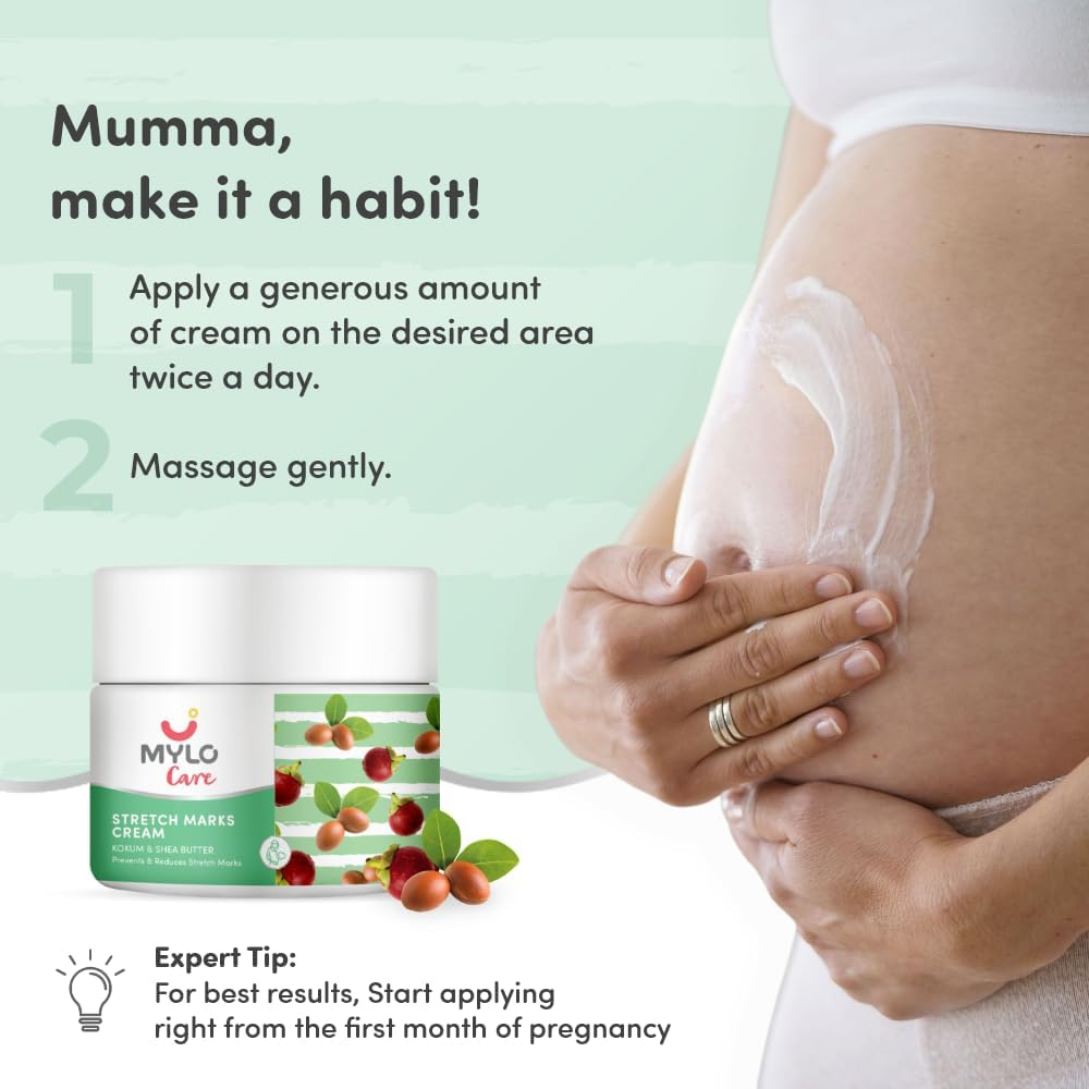 Mylo Care Stretch Marks Cream for Pregnancy (100 Ml) with the Goodness of Shea Butter, Saffron, Kokum Butter and Aloe Vera, Australia Certified Toxin Free, No Mineral Oils image number 4