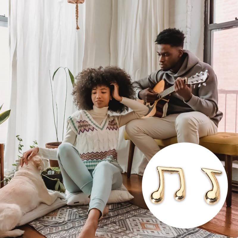 Music Note Earrings for Women Girls - Gold Sterling Silver Stud Earring Gifts for Lovers, Students, Teachers, Musicians - Birthday, Christmas, Graduation Musical Themed Gift image number 5