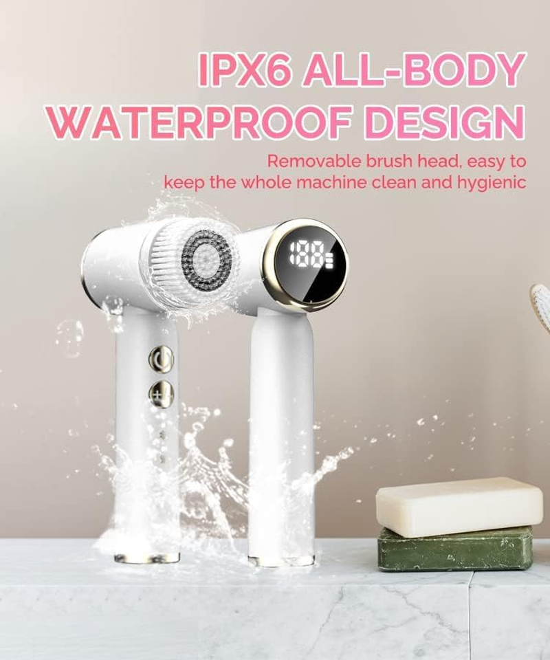 OBEST Facial Cleansing Brush with LED Screen,Rechargeable Face Scrubber,Waterproof Rotating Cleanser for Exfoliating, Massaging and Deep Cleansing 3-Speed Setting with 6 Brush Heads image number 6