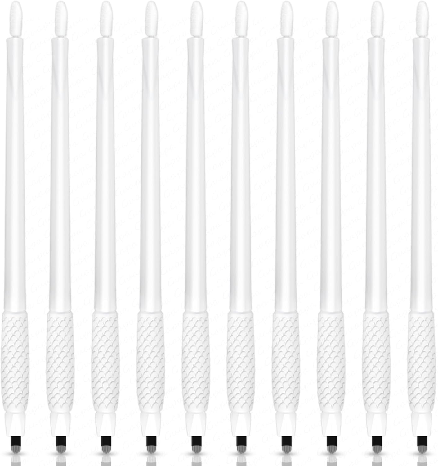 10 Pieces Disposable Eyebrow Pencil for Microblading - Manual Tattoo Tool with Nano Blade with Pigmented Sponge for Precise Eyebrow Modelling (10 Pieces, White, 18U, 0.15Mm #1)