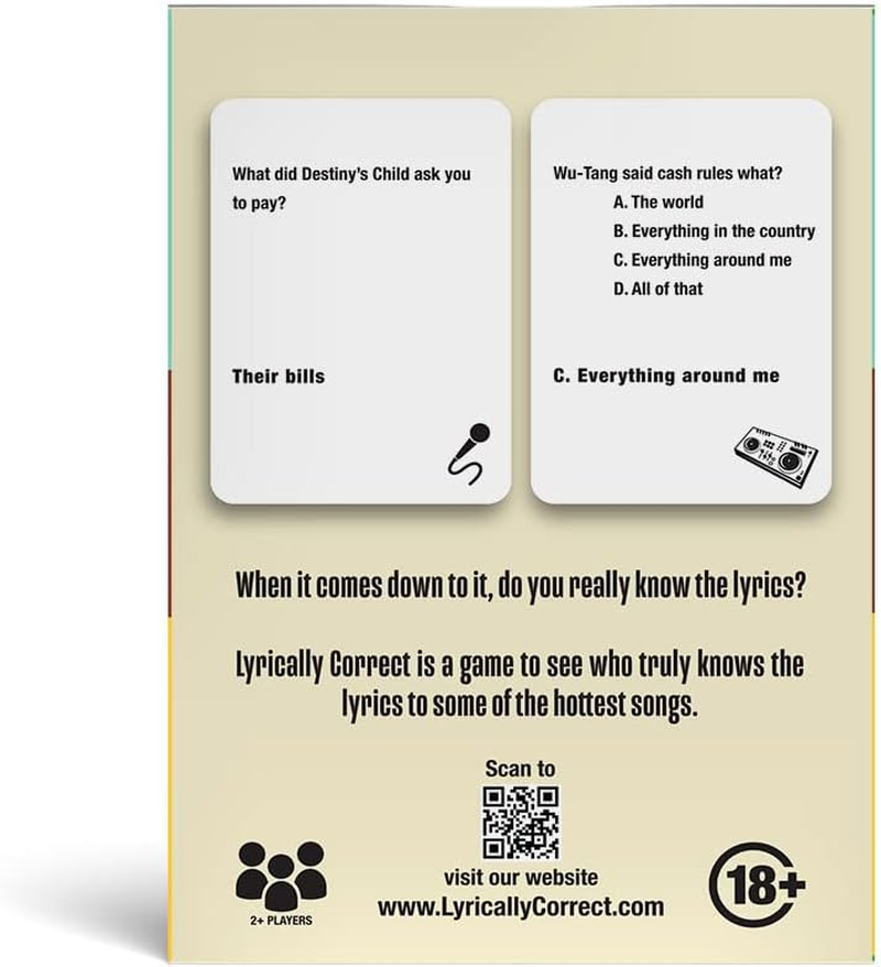 90'S and 2000'S Hip Hop and R & B Music Trivia Card Game |Multi-Generational Family Gatherings, Adult Game Night and Fun Trivia image number 2