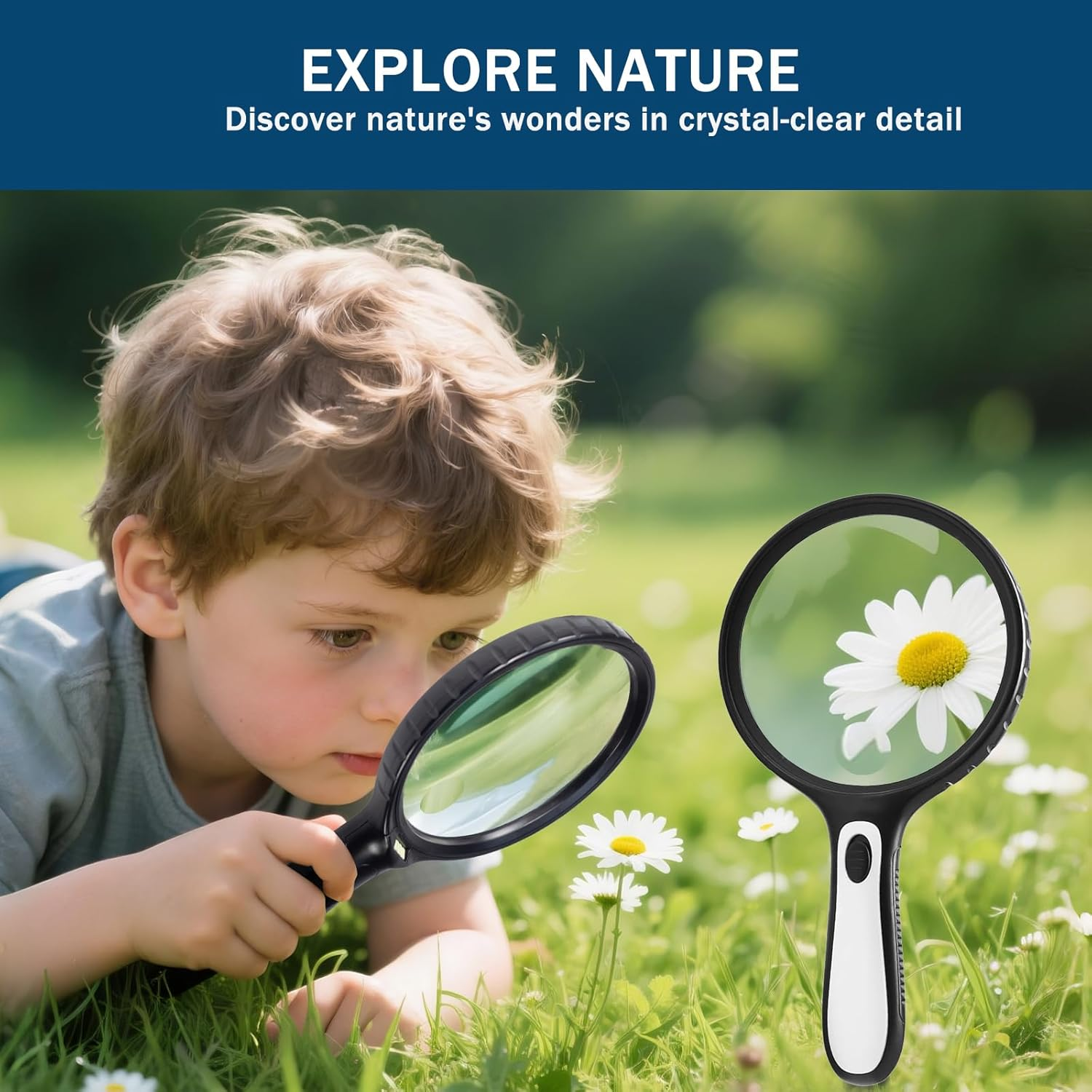 Quqiesli 145Mm Non-Spherical Magnifying Glass | up to 30X with 4 LED Lights | Handheld Resin Lens for Reading, Crafts in Low Light (Batteries Not Inc) image number 1