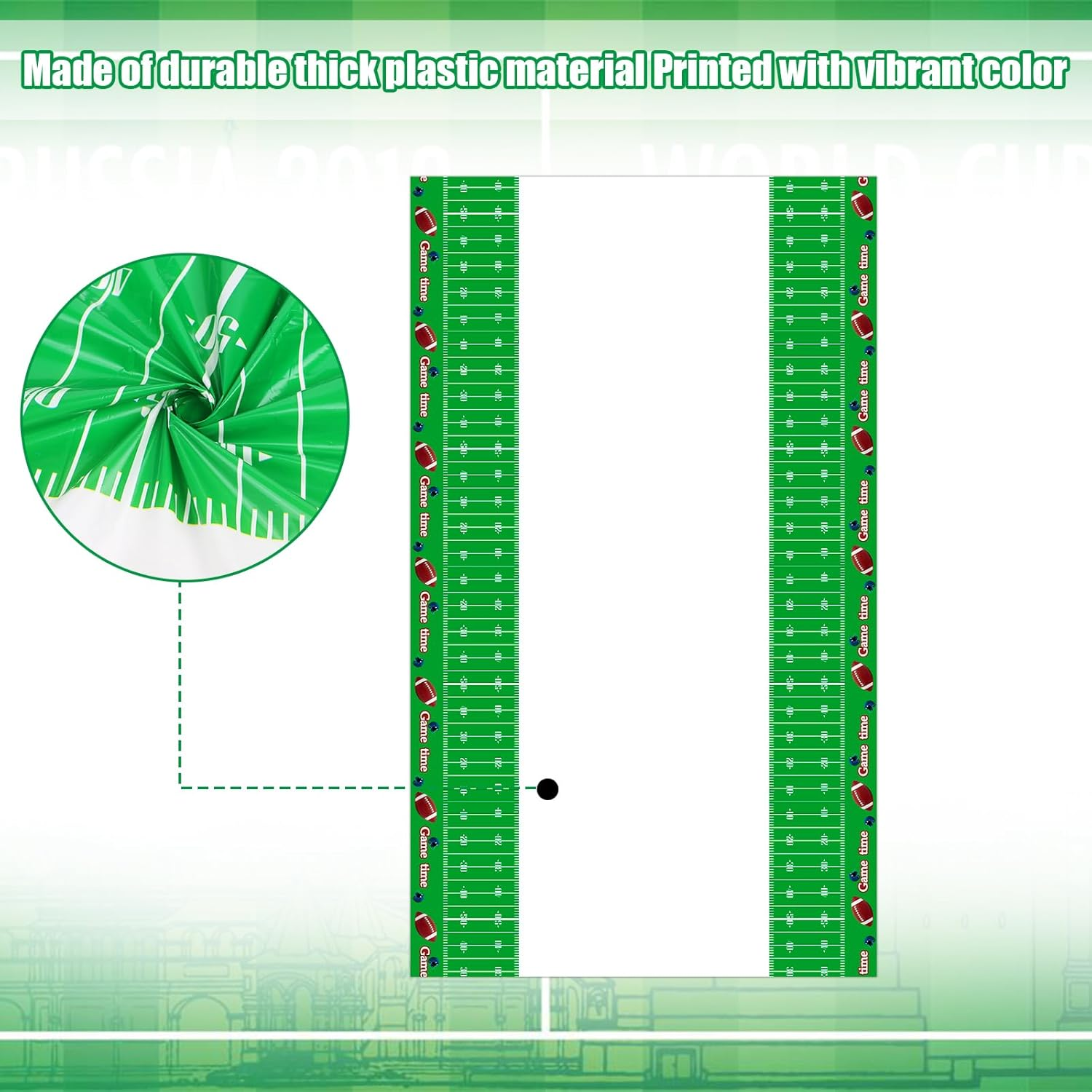Football Tablecloth, 54X108 Inch Football Table Cover Touchdown Football Table Runner Plastic Football Party Decorations Table Decor Table Cloth for Sport Themed Party Birthday Gameday Supplies image number 5