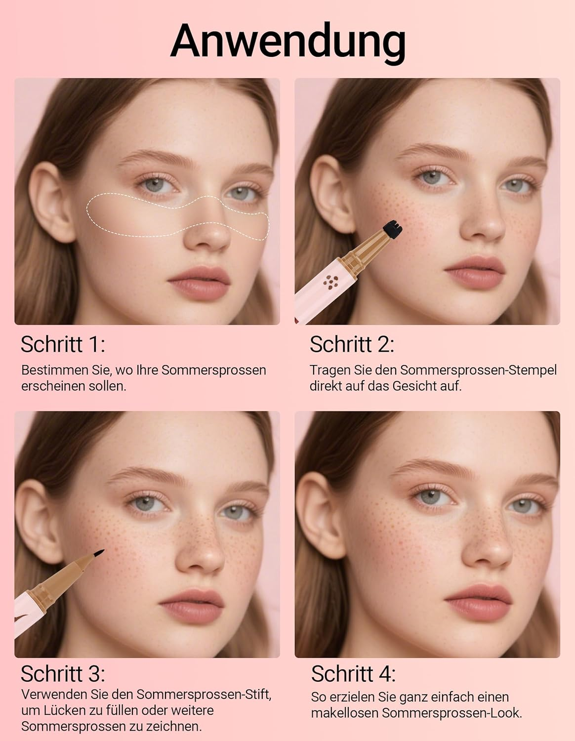 Erinde Natural Freckle Pen Makeup, 2-In-1 Dual Ended Faux Freckle Stamp & Microblading Freckle Pen, Long - Lasting & Waterproof Quick Dry, Curved Precision Tip for Natural Lifelike,#2 - 1 image number 5