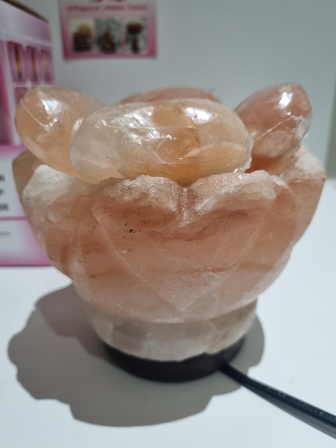 2-3 KG Himalayan Premium Heart Stylefire Bowl with Big Heart Chunks Salt Lamp 100% Authentic, Beautifully Hand Crafted Fire Bowl with Big Heart Chunks Comes with Complete Electric Fitting