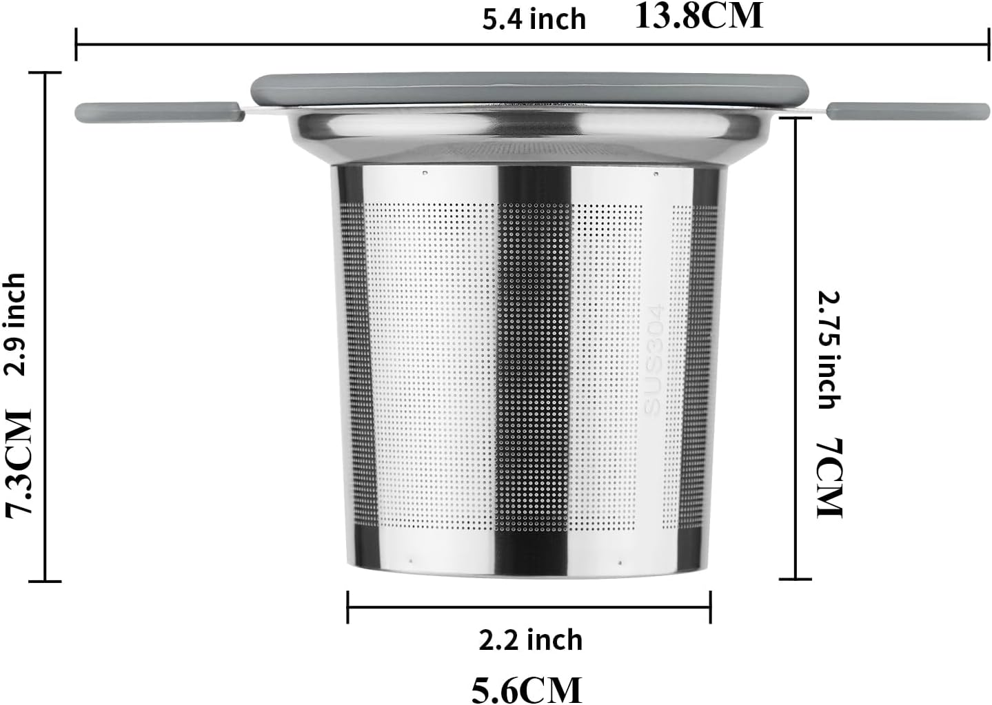 Stainless Steel Tea Infuser Strainer, Double Handles, Fine Mesh Filter, 13.8 Cm image number 4