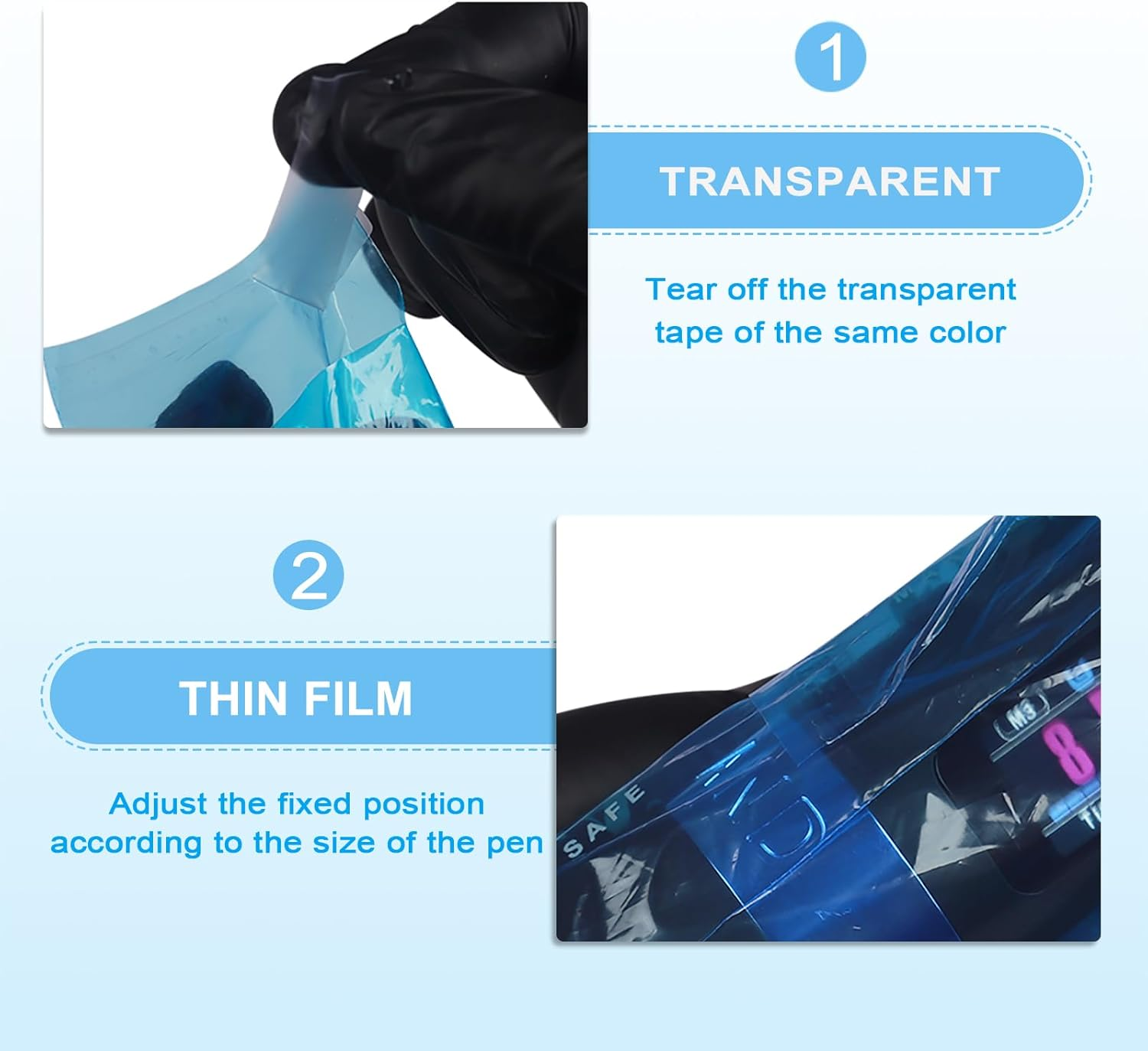 Emalla Large Tattoo Machine Covers, 200Pcs Sealable Tattoo Pen Sleeves Pink Machine Bags 2.5" X 7.1" Pen Covers Upgrader Material Disposable Pen Bags for Tattoo Supplies image number 2