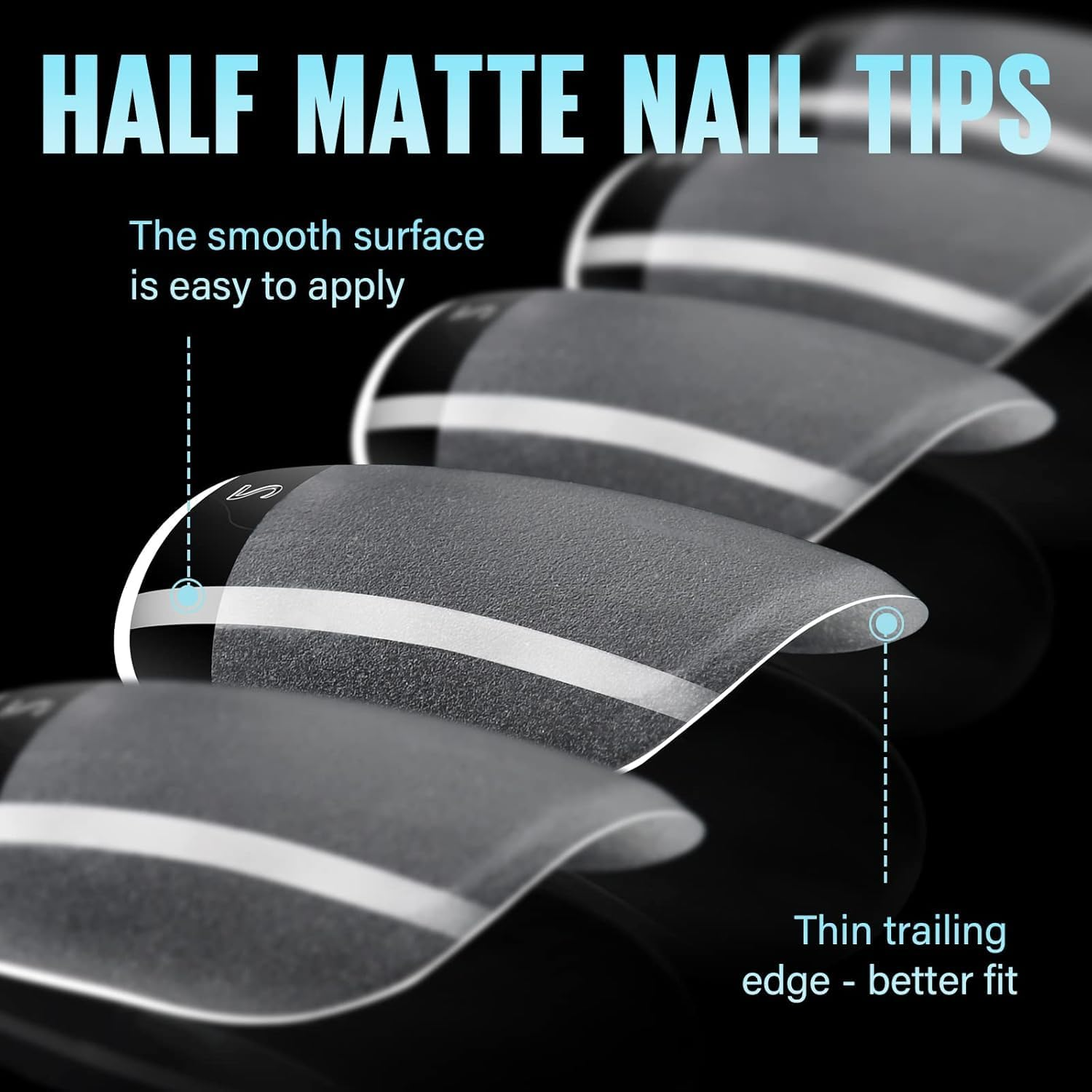 Short Fake Nails, Acrylic Nail Tips, Clear Press-On Nails for Beginners & Pro DIY Gel Manicure, Full Cover French Tips for Nail Extensions & Salon(192Pcs) image number 4