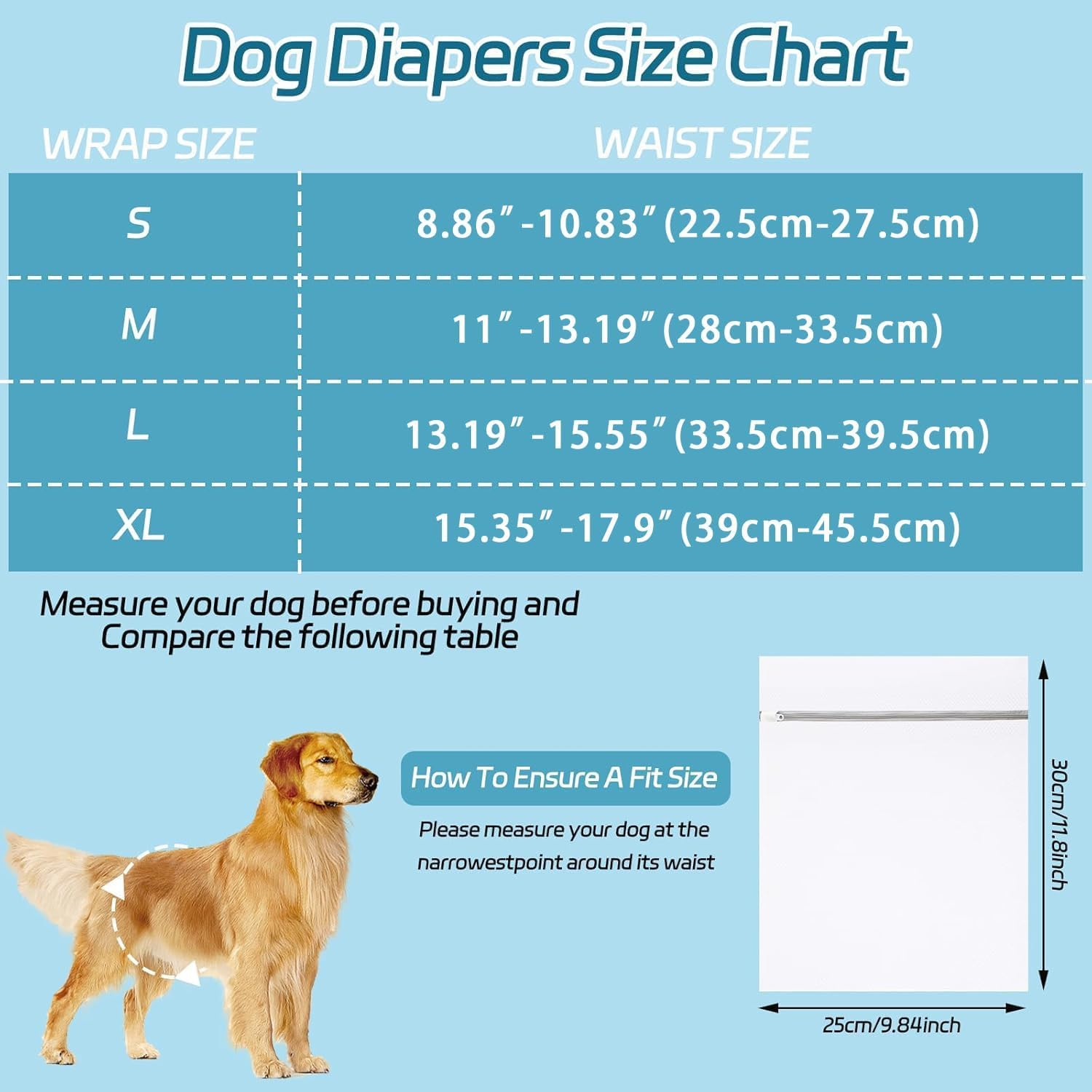 3 Packs Dog Nappies-Super Absorbent Washable/Reusable Diapers for Dogs (Female Male), Belly Bands for Dog Hygiene, Season & Sanitary Pants for Small Medium Large Dogs (XL) image number 4