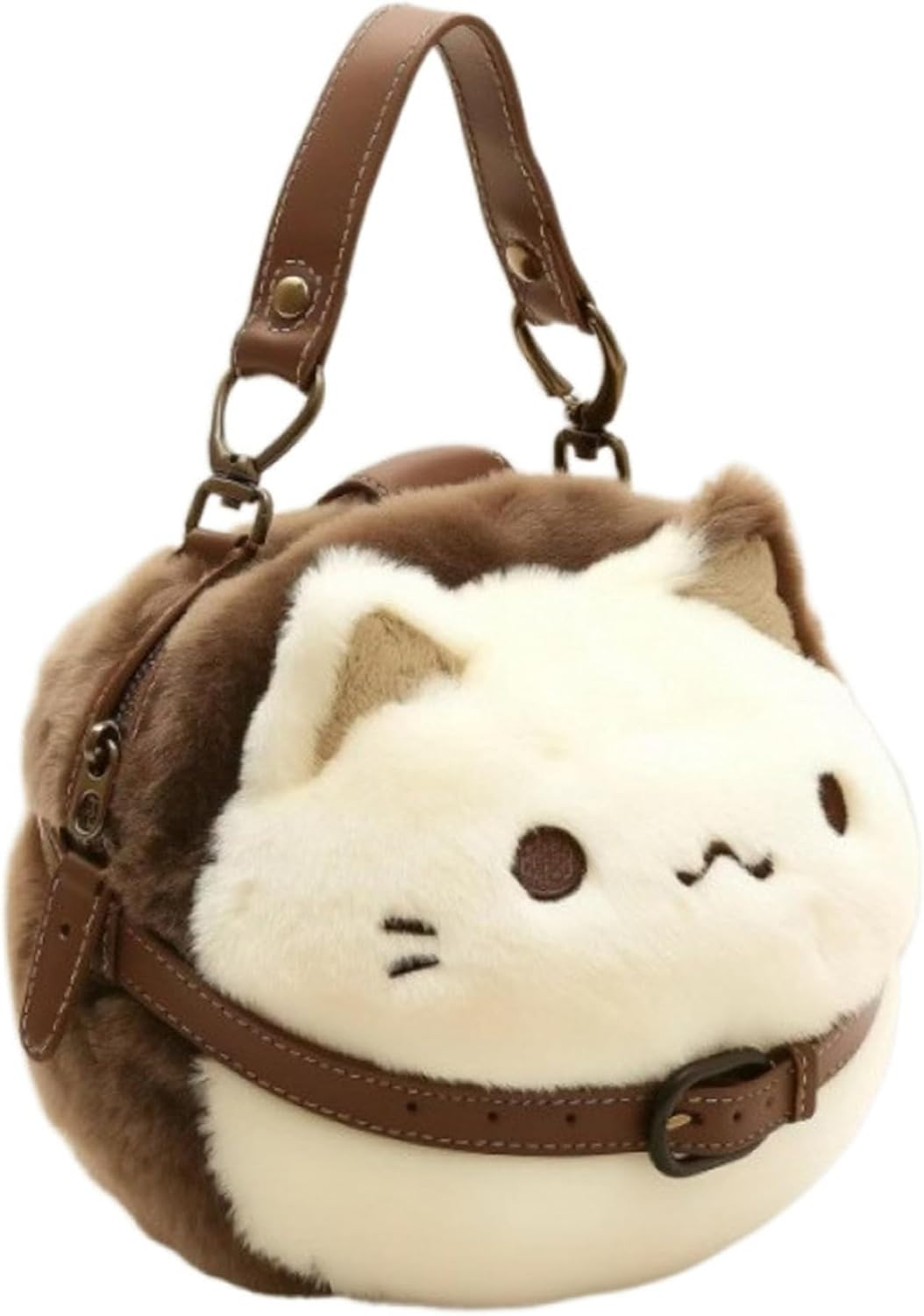 Cat Purse Cute Plush Kitty Purse with Lear Collar Kawaii Mini Backpack Soft Adjustable Shoulder Handbags Use for Cat Lovers image number 1