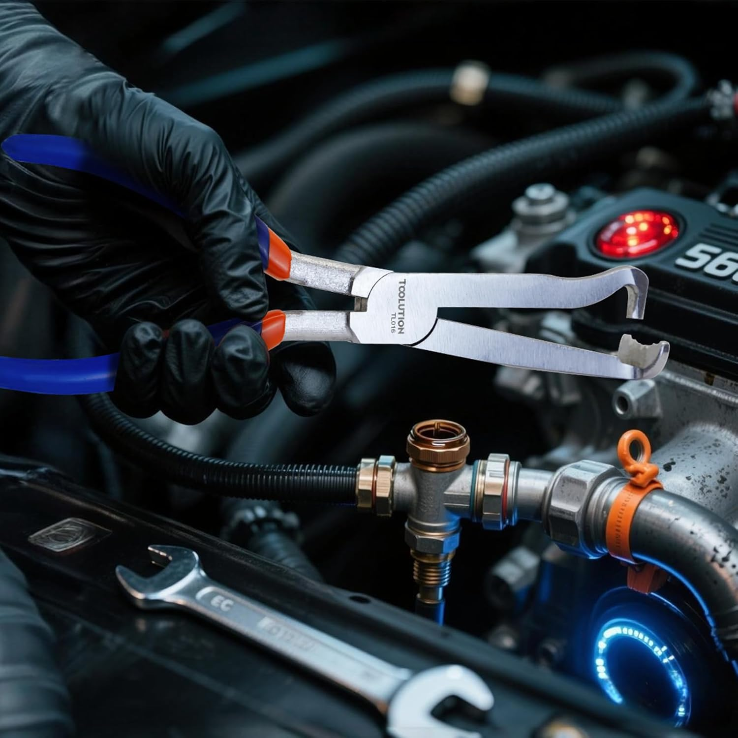 8 Inch Electrical Disconnect Pliers 2Pcs, Automotive Connector Pliers Set for Push Tab Style Plugs, Electrical Connector Removal Tool for Cars, Fuel Lines, Sensors - 4Pcs-Sprengringzangen Set image number 4