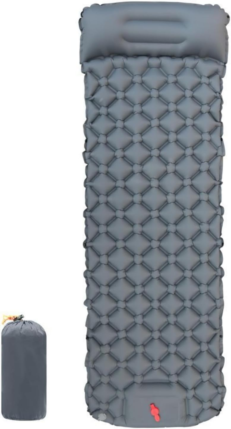 Wigmoa Li-L Ultralight Inflatable Camping Sleeping Pad with Built-In Foot Pump and Pillow - Compact Air Mattress for Backpacking, Hiking, and Traveling - Lightweight Camping Mat (Spring Green)