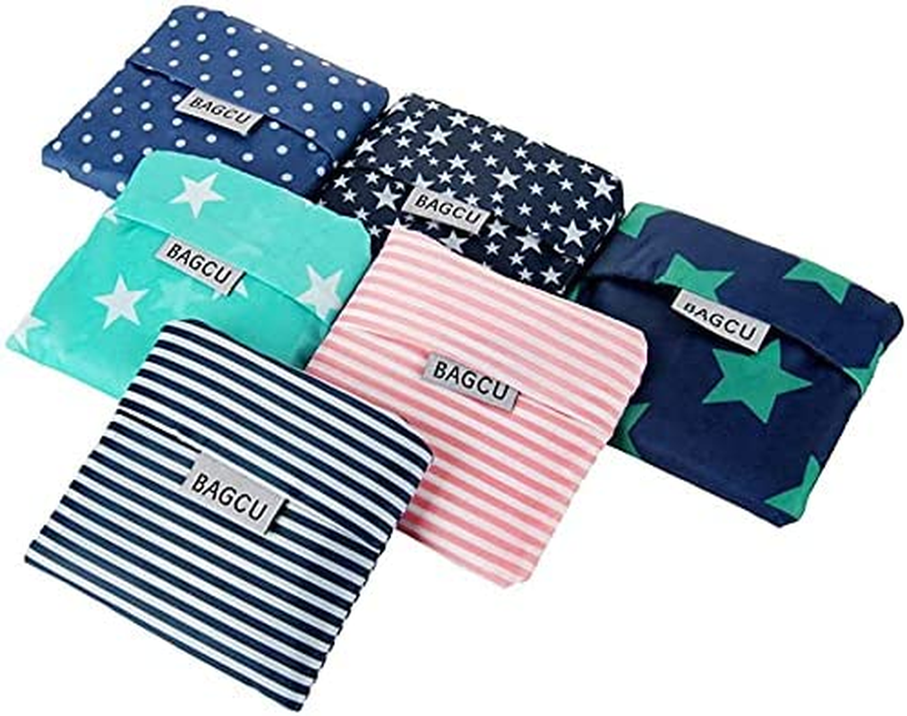 6 Pack Foldable Shopping Bag Portable Reusable Grocery Bags Handy Travel Bags for Household Outdoors image number 2