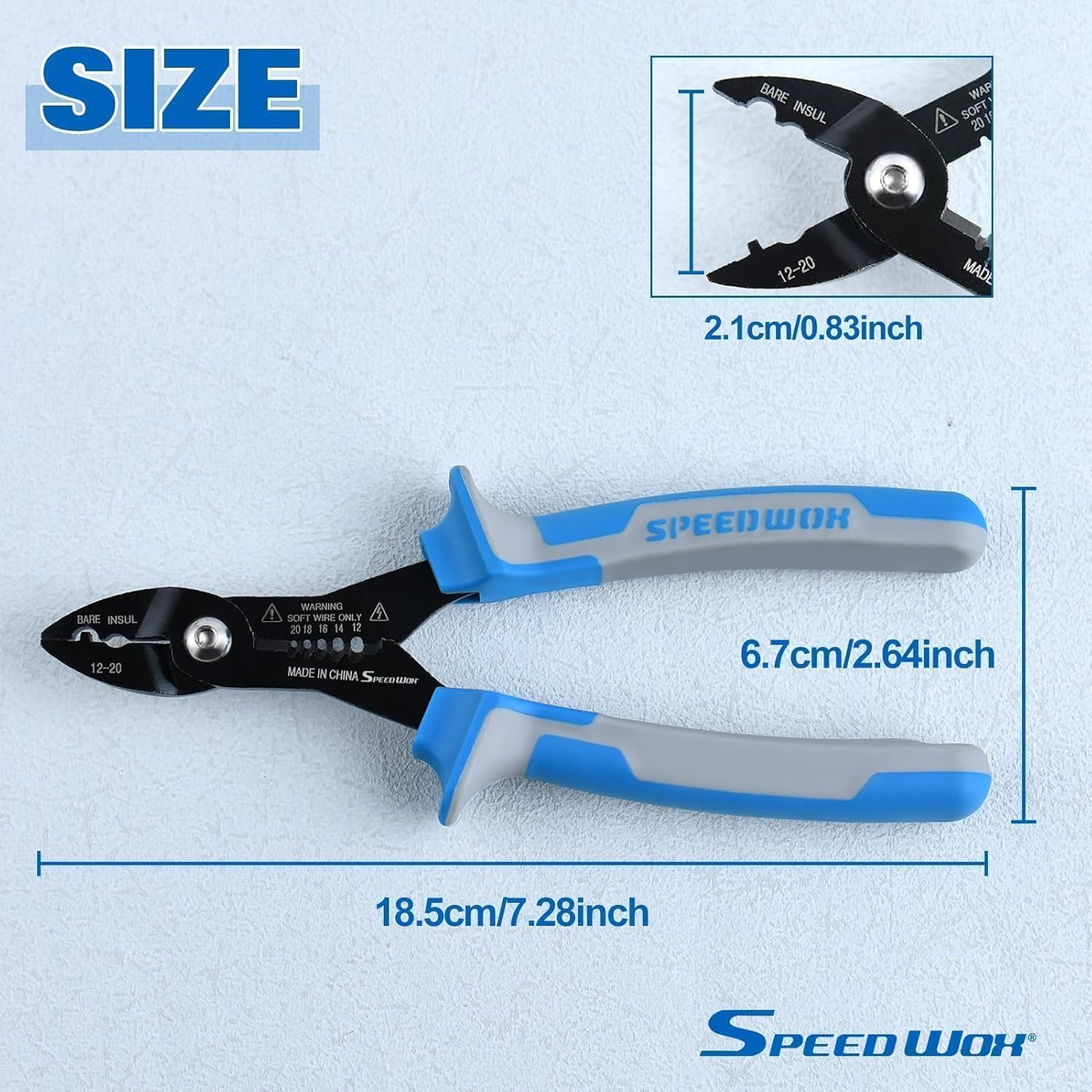 SPEEDWOX 4-In-1 Multi Purpose Electricians Pliers Wire Stripper, Wire Cutter, Wire Crimping Tool 7" Compact Wire Stripper for 10-20 AWG Insulated & Non-Insulated Clamping, Stripping, Cutting, Crimping image number 4