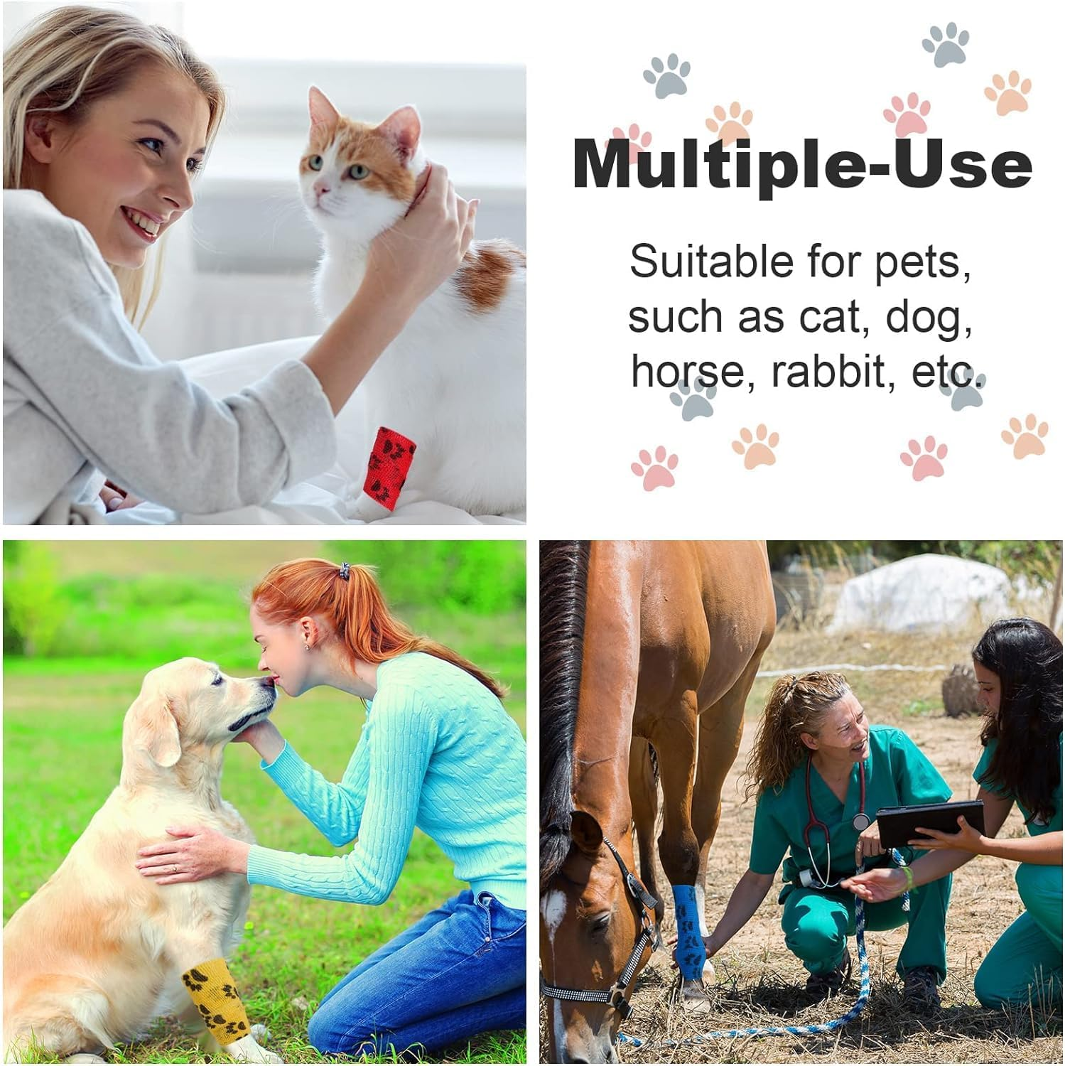 Pet Self Adhesive Bandage Pet Self Adhesive Bandage Wrap, 8 Rolls Self-Adhesive Bandage Dog Vet Wrap,Pet Vet Wrap Tape,Vet Wrap Pet Self Adhesive Bandage Pet Cohesive Bandages Vet Wrap,2.5Cmx 4.5M image number 2