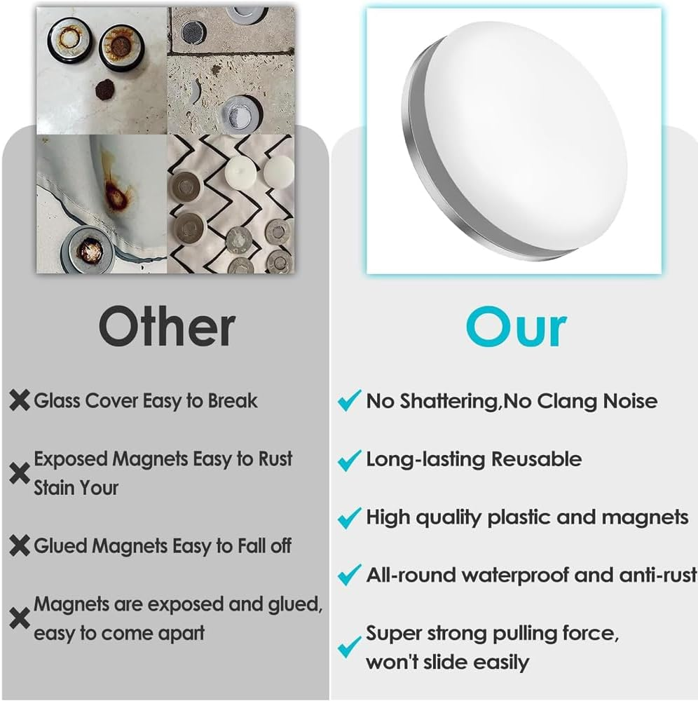 THJOPOKEEL 12Pcs Magnetic Shower Curtain Weights Shower Curtain Magnets Reusable Magnetic Shower Liner Weights Heavy-Duty Magnetic for Bathroom Curtain Outdoor Flag Tablecloths Waterproof White image number 1