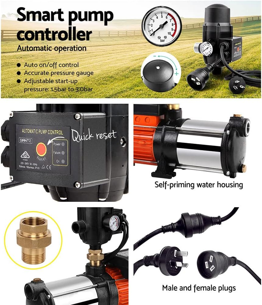 Giantz 1800W 12600L/H High Pressure Water Pump Irrigation Garden Farm Rain Tank Pump Controller image number 2