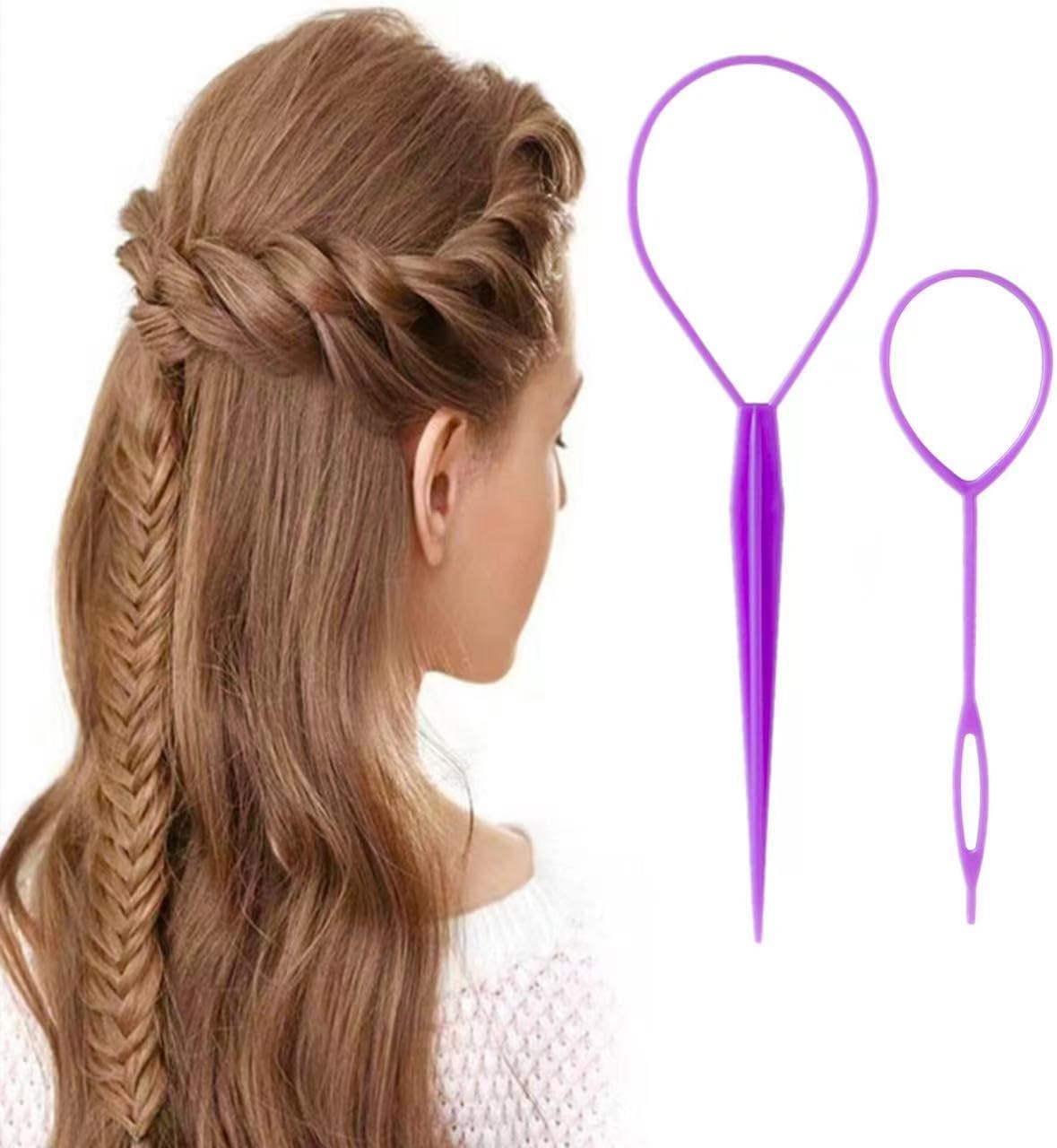 8Pcs Hair Brushes Set with 4Pcs Topsy Hair Tail Tools 1Pcs Bristle Teasing Hair Brush 1Pcs Edge Control Brush 2Pcs Metal Pin Rat Tail Combs for Woman Girl Hair Styling,Edge&Back Brushing Purple image number 3