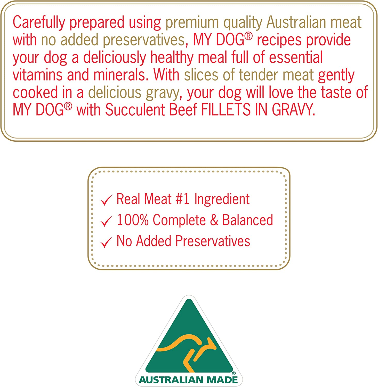MY DOG Adult Wet Dog Food with Succulent Beef Fillets in Gravy 6 X 100G, 6 Pack (36 Pouches) image number 5