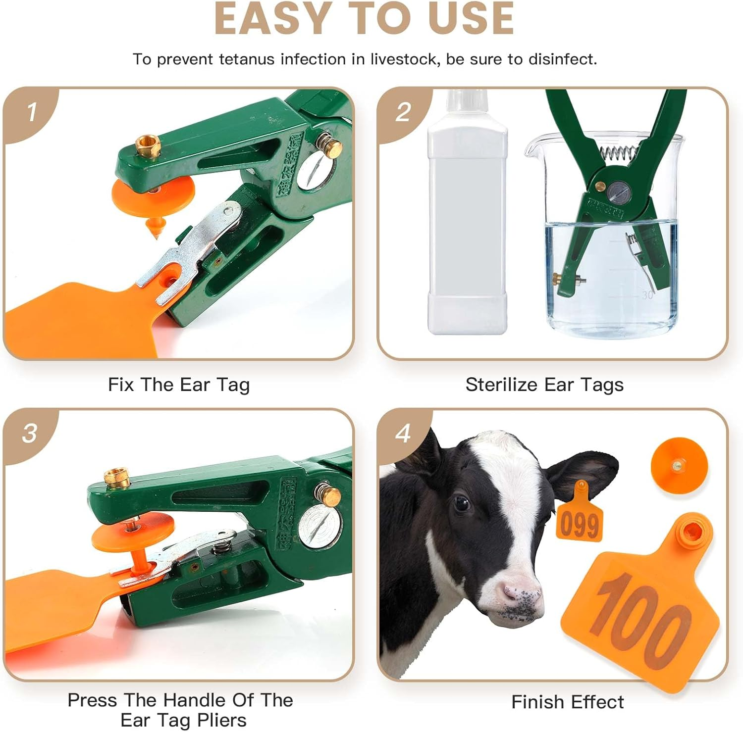 100PCS Large Plastic Livestock Ear Tags - ID Tags for Cattle, Sheep, Goats, Pigs - Red - Red image number 6