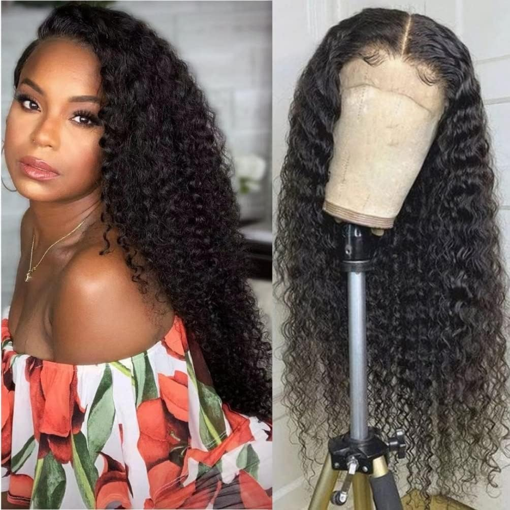 Deep Wave Curly Lace Front Wig Long Black Curly Wig Synthetic Glueless Lace Front Wigs for Black Women (20Inch) image number 6